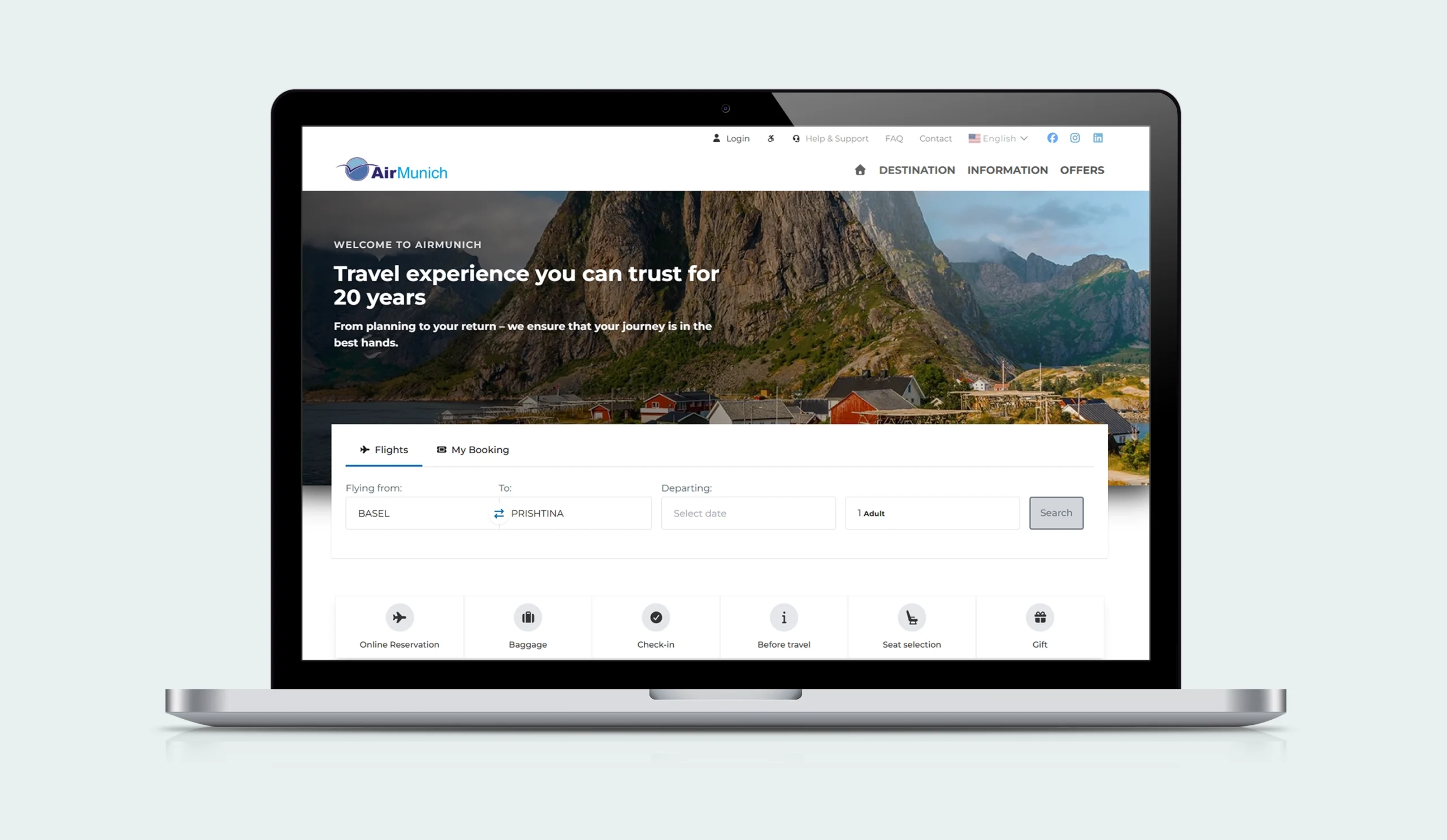 Air Munich website mockup