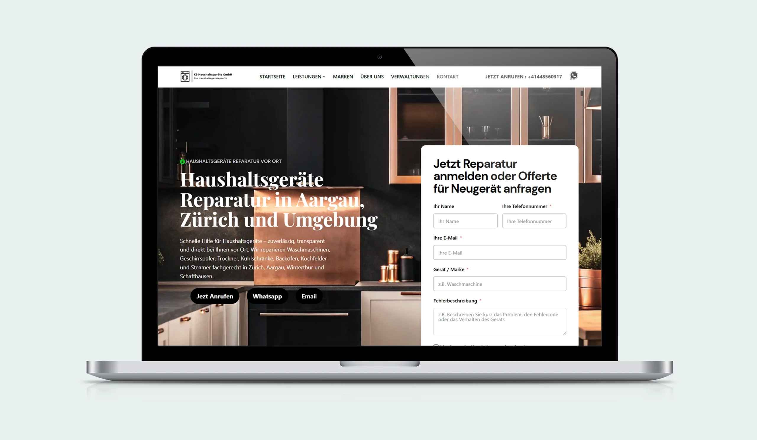 KS Haushaltsgeräte website mockup