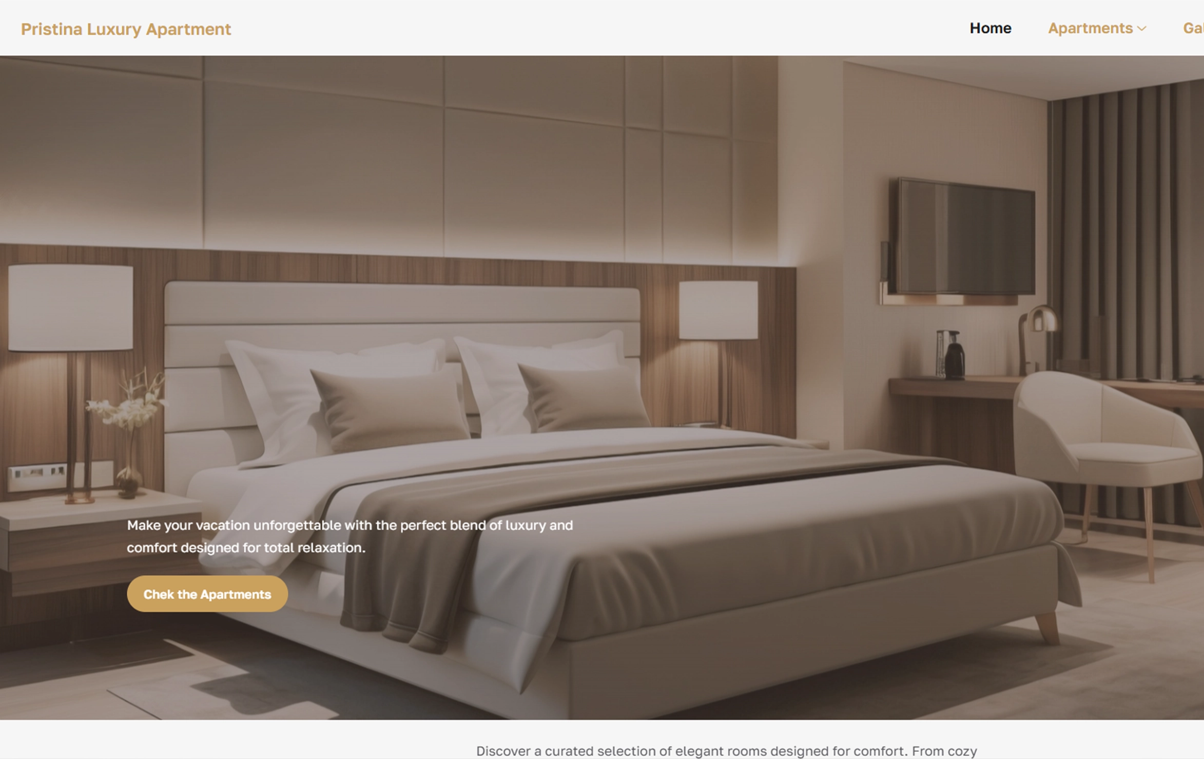 Pristina Luxury Apartments website mockup